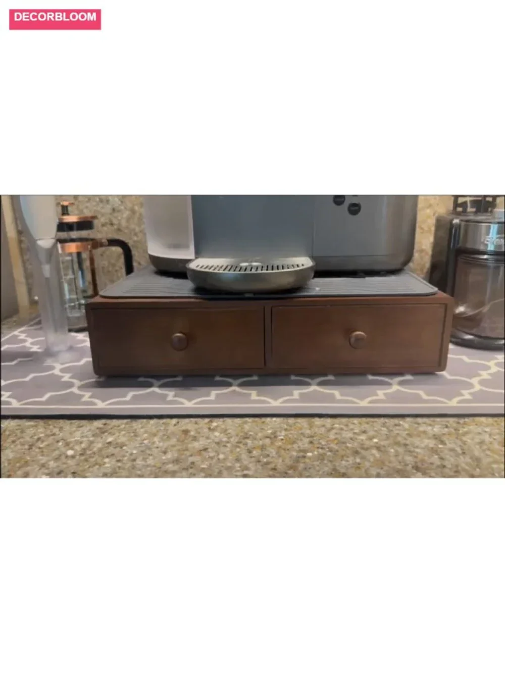 Wooden Coffee Pod Drawer Holder for Counter 30 Pod Capacity with 2 Drawers